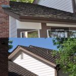 before and after comparison of a roofing and exterior project