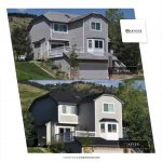 Before and After comparison of a house, highlighting a roofing and exterior renovation