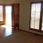 Interior of an empty kitchen with a double door