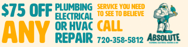 ad banner for Absolute Plumbing, Electrical, Heating and Air - Plumbing