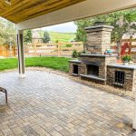 covered patio with fireplace