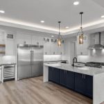 Modern kitchen with all-white walls and ceiling