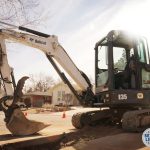 A Bobcat E55 compact excavator