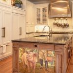 kitchen with hand-painted center island