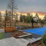concrete steps leading to a basketball court