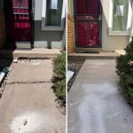 Before and after comparison of concrete walkway repair