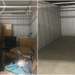 interior of a self-storage unit Before and After