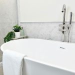 Towel hanging in the bathtub